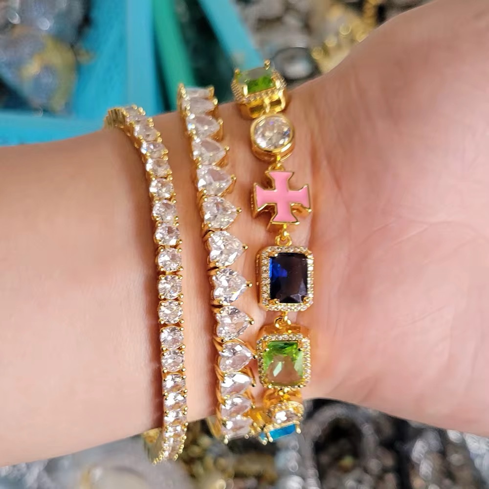 Vibrant Gold and Multicolor Stone Bracelet Set
